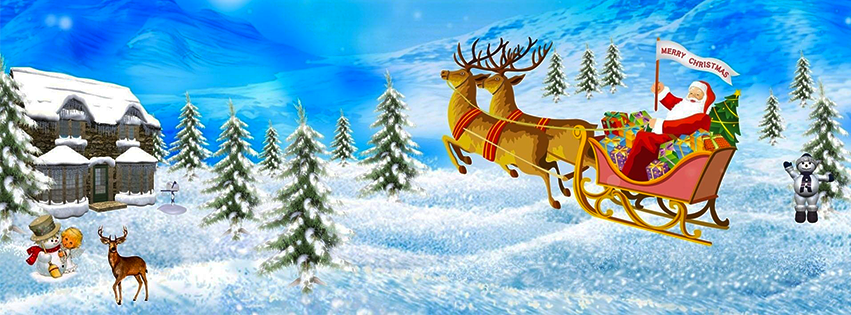 <h5>Free Facebook Christmas Covers - Santa in Air with Reindeer</h5>