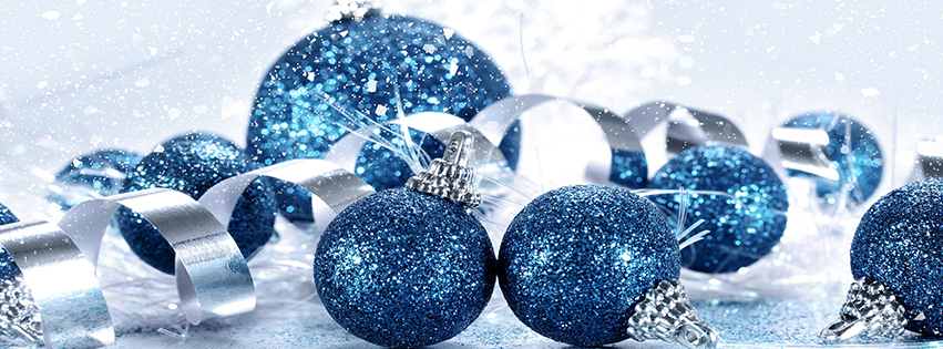 <h5>Free Facebook Christmas Covers - Blue Dazzle Ornaments</h5>