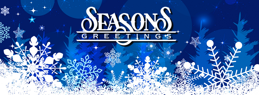 <h5>Free Facebook Christmas Covers - Snowflakes with Blue Background-Seasons Greetings</h5>