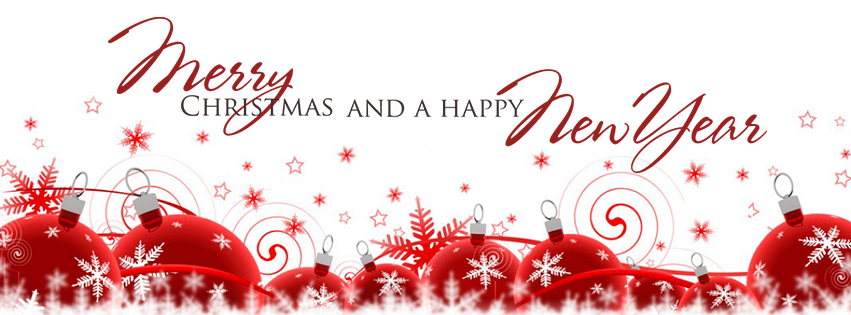 <h5>Free Facebook Christmas Covers -- Merry Christmas-Happy New Year Red Ornaments</h5>