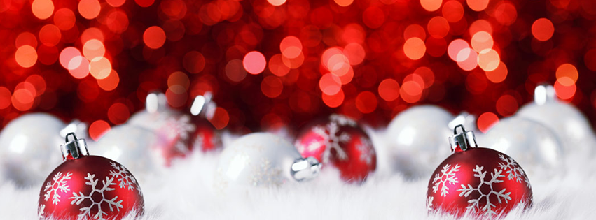 <h5>Christmas Facebook Free Cover - Red Sparkle Background with Red Ornaments</h5>