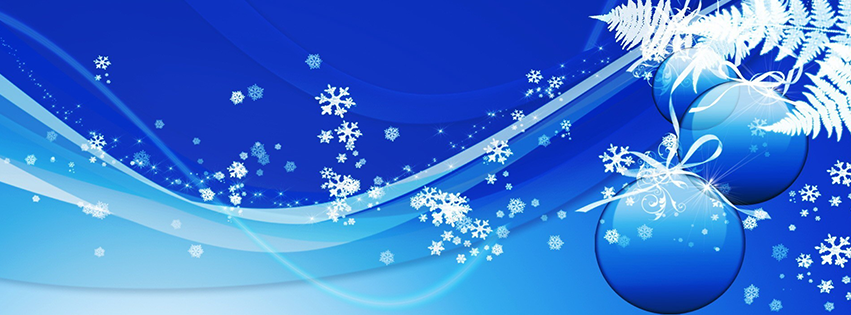 <h5>Christmas Facebook Free Cover - Blue Background with Blue Ornaments</h5>