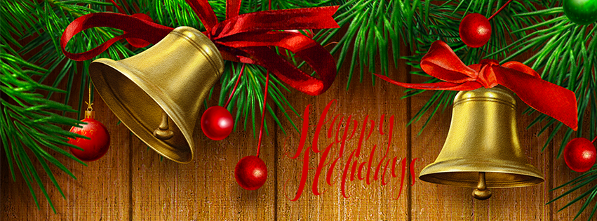 <h5>Free Facebook Christmas Covers - Gold Bells Happy Holidays</h5>