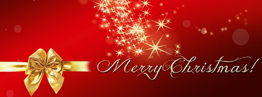 <h5>Free Facebook Christmas Covers - Red Background, Gold Bow, Merry Christmas</h5>