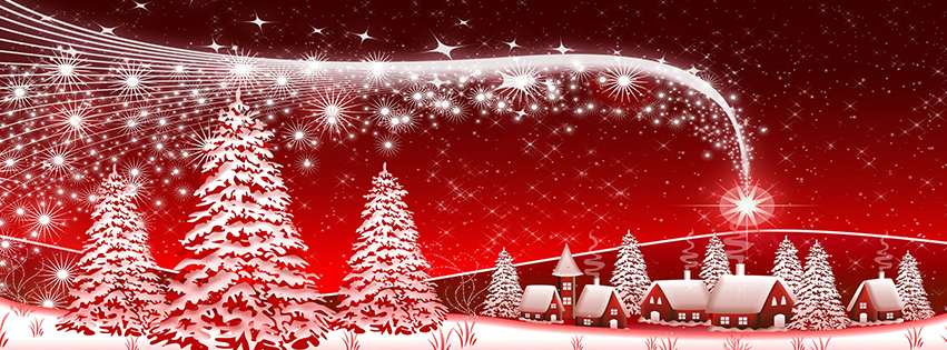 <h5>Christmas Facebook Free Cover -  Red Background with Bethlehem City</h5>