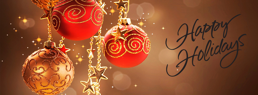 <h5>Free Christmas Facebook Covers - Happy Holidays with Brown Background</h5>