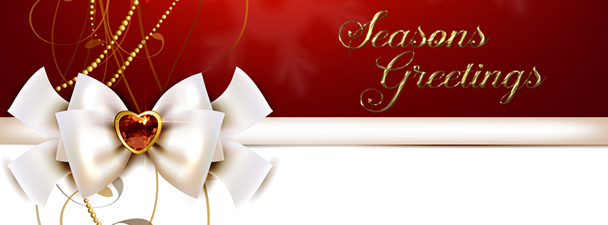 <h5>Free Facebook Christmas Covers - Cream Heart Bow - Seasons Greetings</h5>