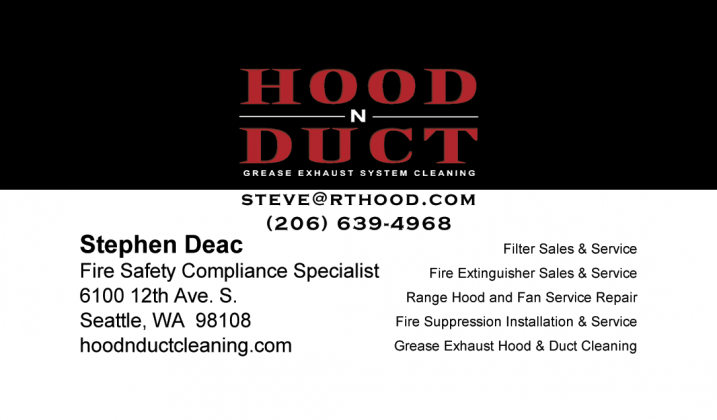 <h5>Hood & Duct - Front of Business Card </h5>
